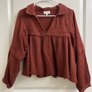 Cropped collared blouse